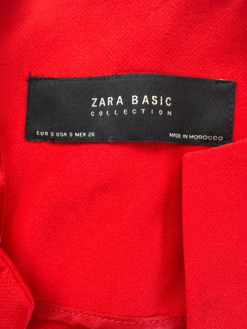 Zara Basic Red Collarless Open Front Blazer Jacket with Dramatic Ruffle Bell S - Picture 4 of 8
